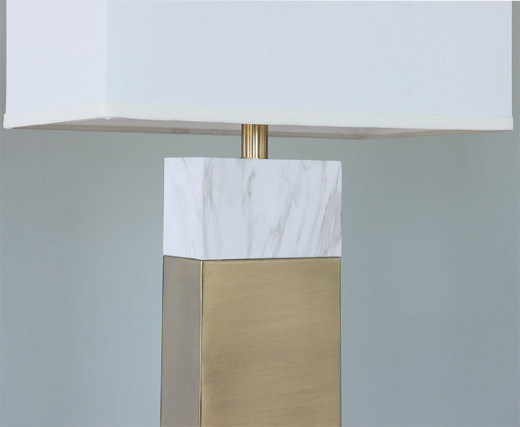 Matte Brass and White Marble Finish Table Lamp