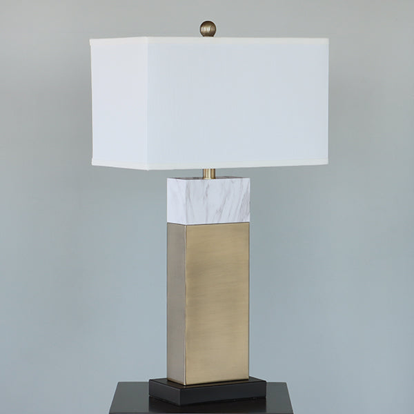 Matte Brass and White Marble Finish Table Lamp