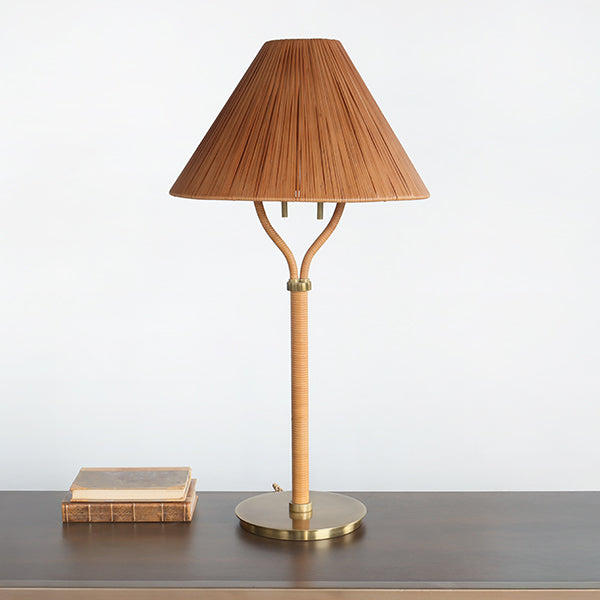 Wrapped Rattan Table Lamp with Rattan Shade