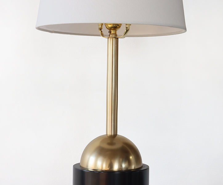 Tall Black Metal and Brass Table Lamp