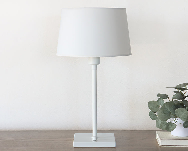 White Metal Table Lamp w/ High-Low Base Switch