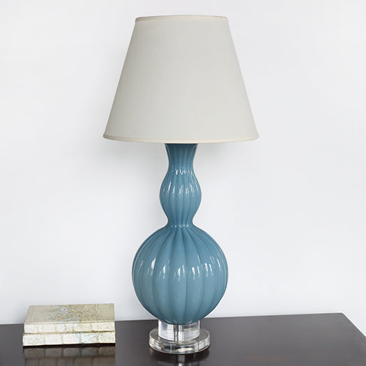 Powder Blue Glass Gourd Table Lamp