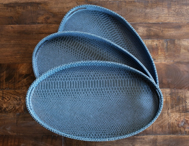 Set of 3 Oval Indigo Nested Trays