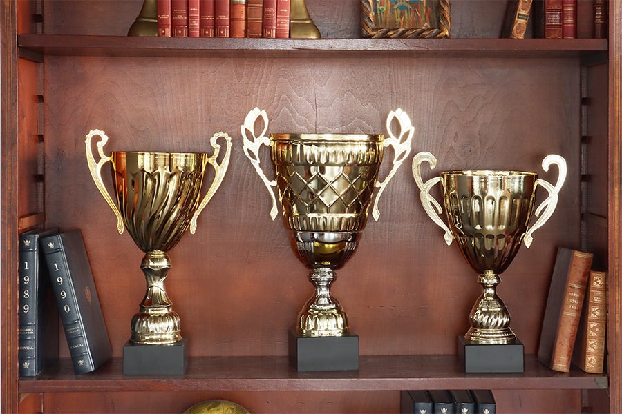 Set of 3 Large Golden Cup Trophies