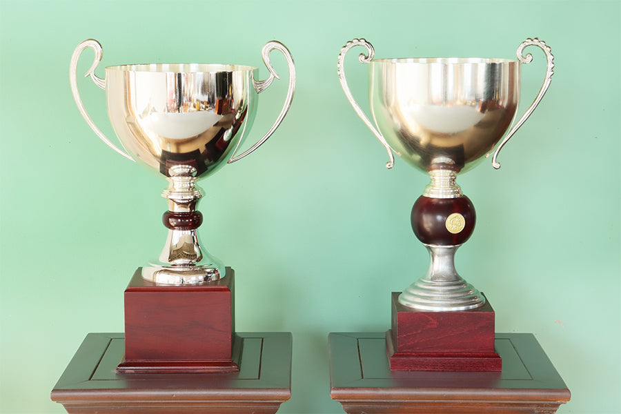Set of 2 Large Silver Cup Trophies