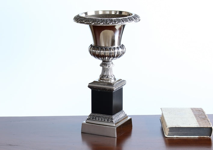 URN23 Nickle Urn On Black Base