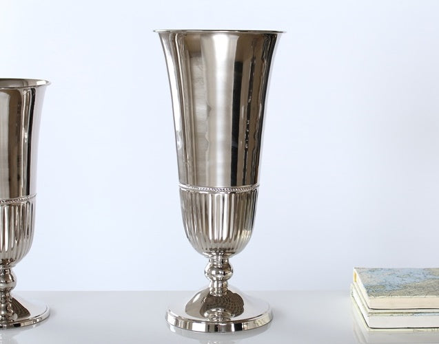 VASE199 Large Nickel Fluted Vase