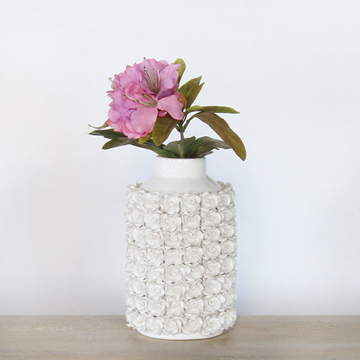 VASE279 - Small White Ceramic Floral Vase