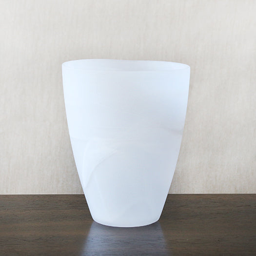 VASE290 - Large Matte Alabaster White Swirl Vase