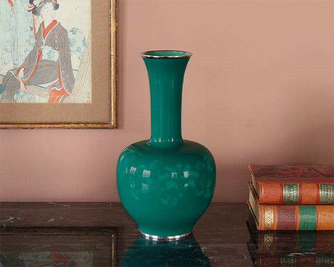 20th Century Japanese Silver Banded Bottle Vase
