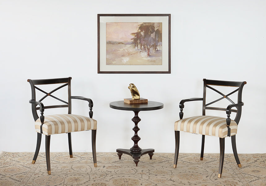 Black w/ Gold Accent Regency Style Arm Chair