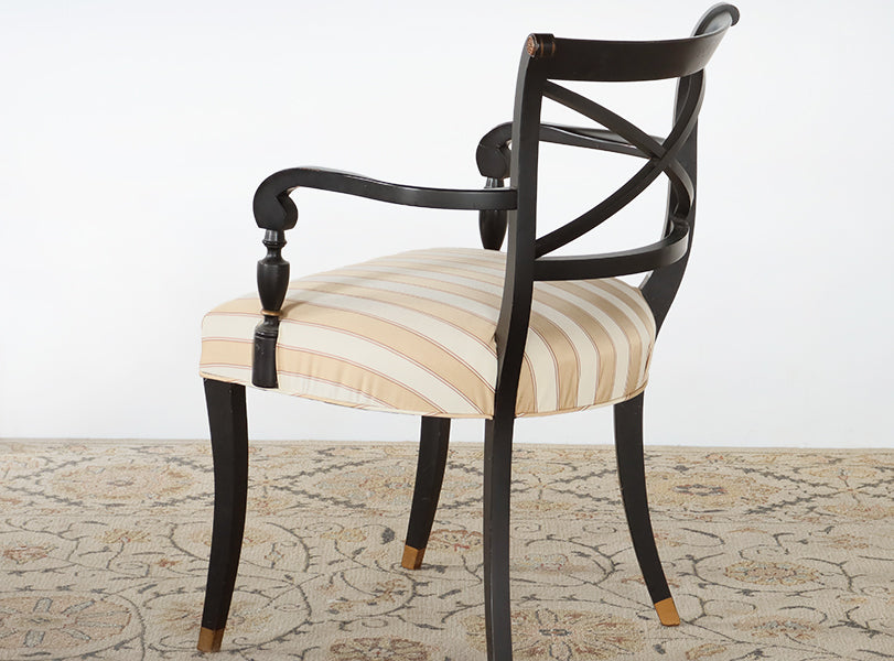Black w/ Gold Accent Regency Style Arm Chair