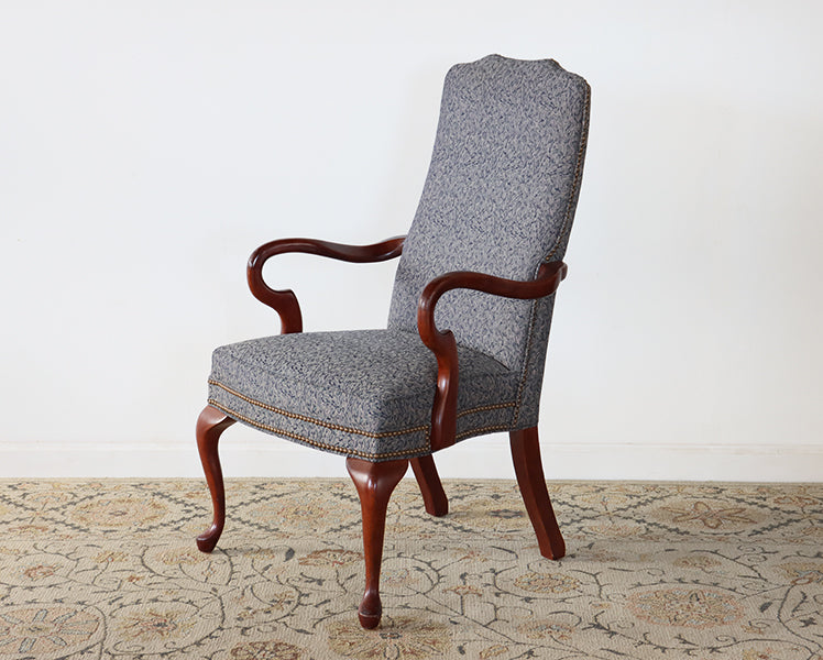 Queen Ann Gooseneck Arm Chair w/ Nailhead Trim