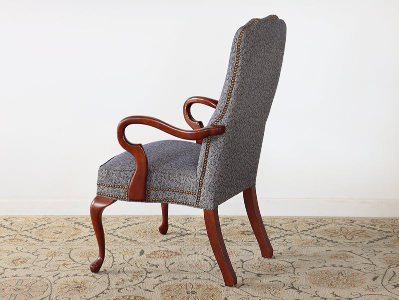 Queen Ann Gooseneck Arm Chair w/ Nailhead Trim