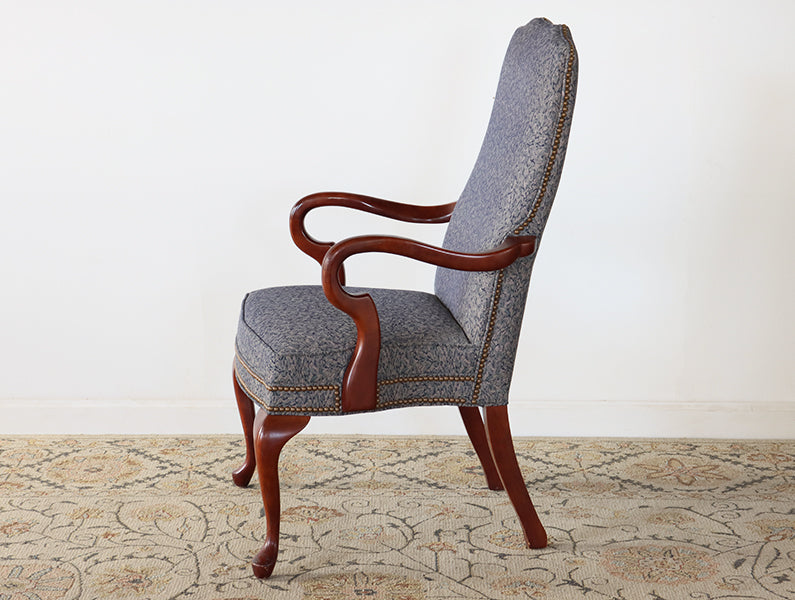 Queen Ann Gooseneck Arm Chair w/ Nailhead Trim