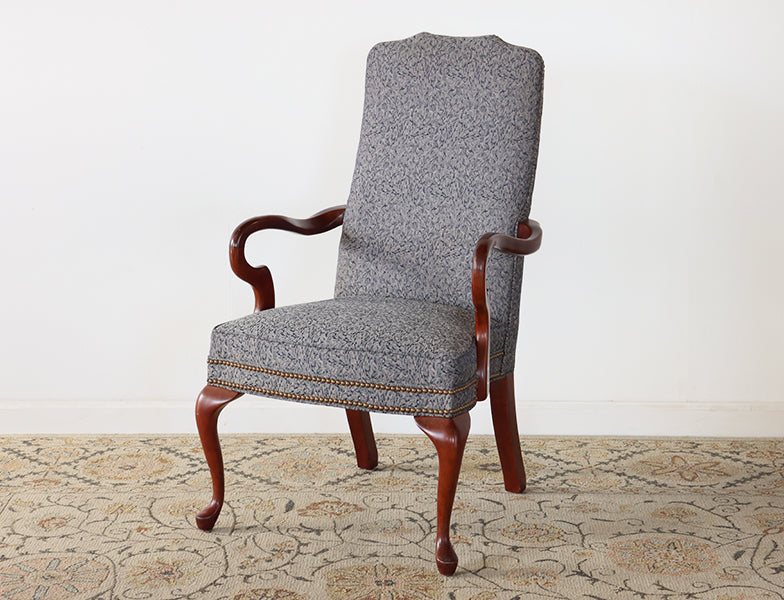 Queen Ann Gooseneck Arm Chair w/ Nailhead Trim
