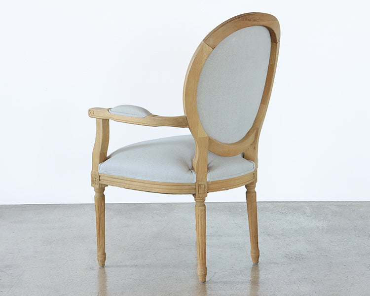 Natural Linen Oval Louis Arm Chair