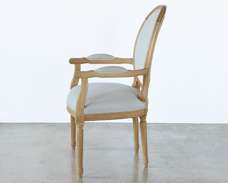 Natural Linen Oval Louis Arm Chair