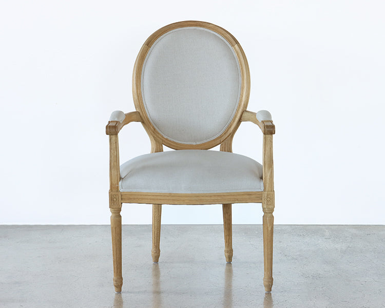 Natural Linen Oval Louis Arm Chair