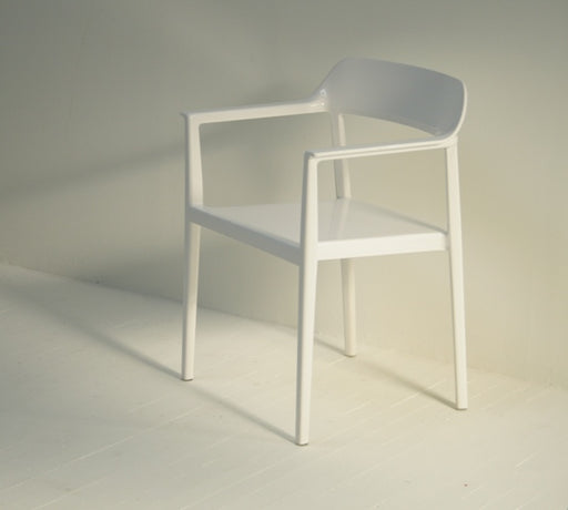 Sculpted White Plastic Arm Chair 8