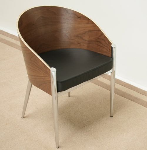 Curved Back Barrel Arm Chair with Chrome legs 7