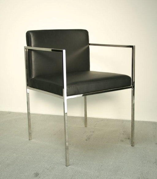 Chrome and Black Leather Arm Chair 4