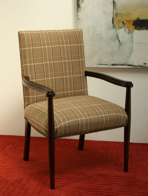 Camel Houndstooth Plaid Arm Chair 1