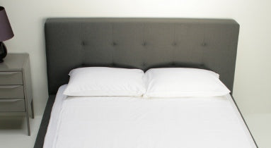 Tufted Charcoal Grey Linen Queen Bed detail 7