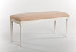 Beige Linen French Style Bench with Antique White Frame 9