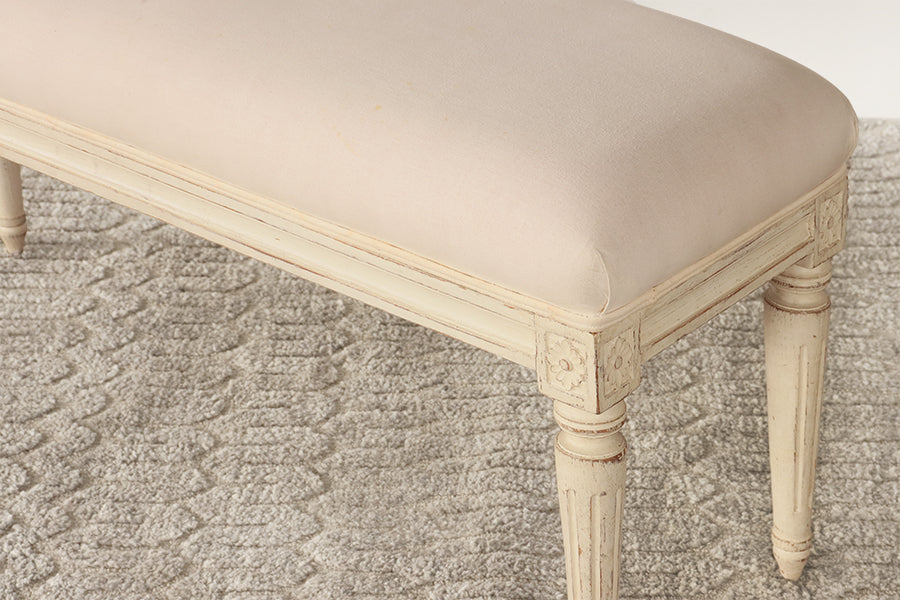 Chelsea Textiles Antique White With Pink Muslin Gustavian Bench