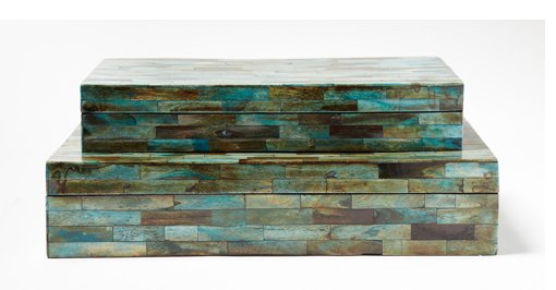 Set of 2 Verdigris Covered Boxes 8