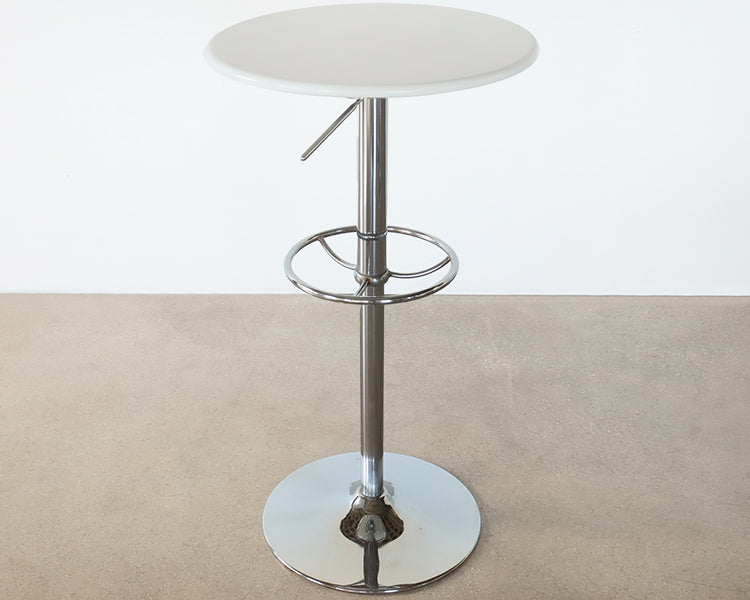 Round White Top Bar Table w/ Chrome Base