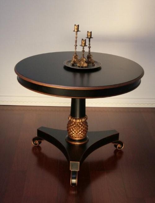 Black Lacquer and Gold Gilt Center Hall Table 2 7