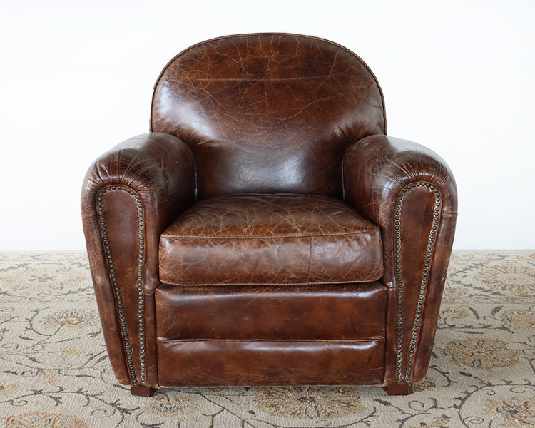Paris Flea Market Cigar Brown Leather Chair