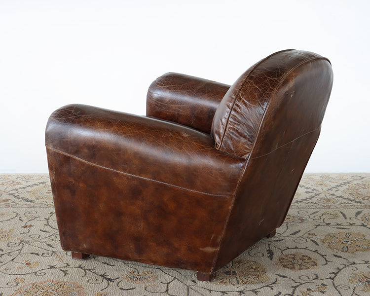 Paris Flea Market Cigar Brown Leather Chair
