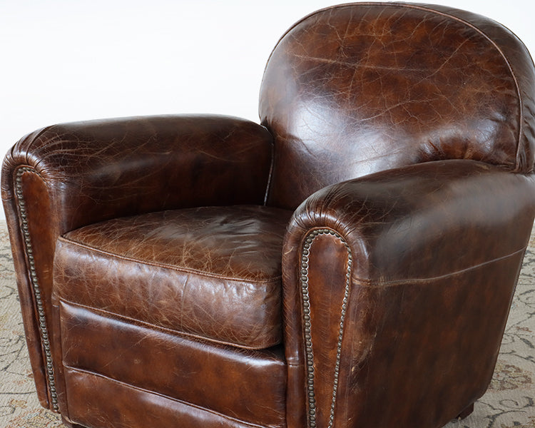 Paris Flea Market Cigar Brown Leather Chair