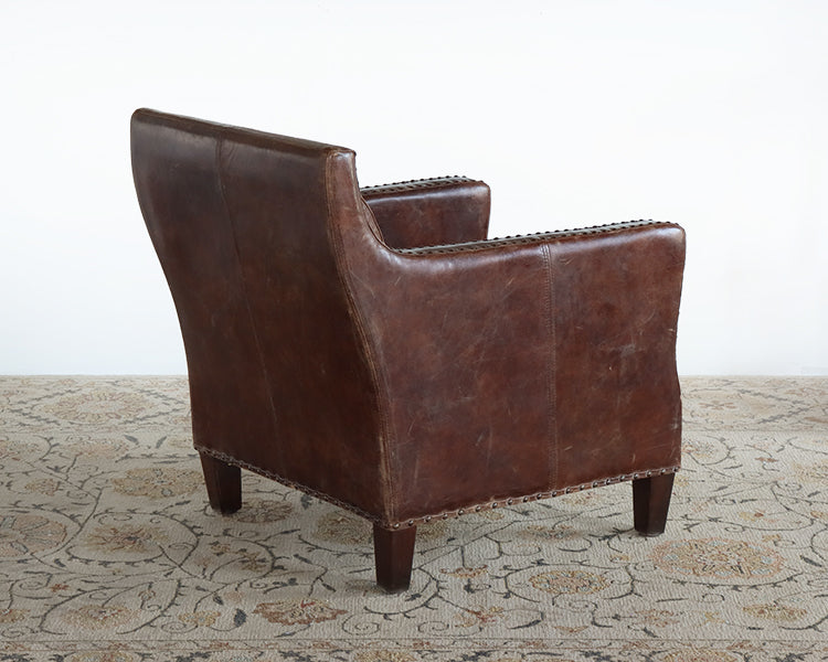 Cigar Leather Club Chair with Nailhead Trim