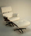 Eames Style Lounge Chair and Ottoman in White Leather Upholstery pic1 8