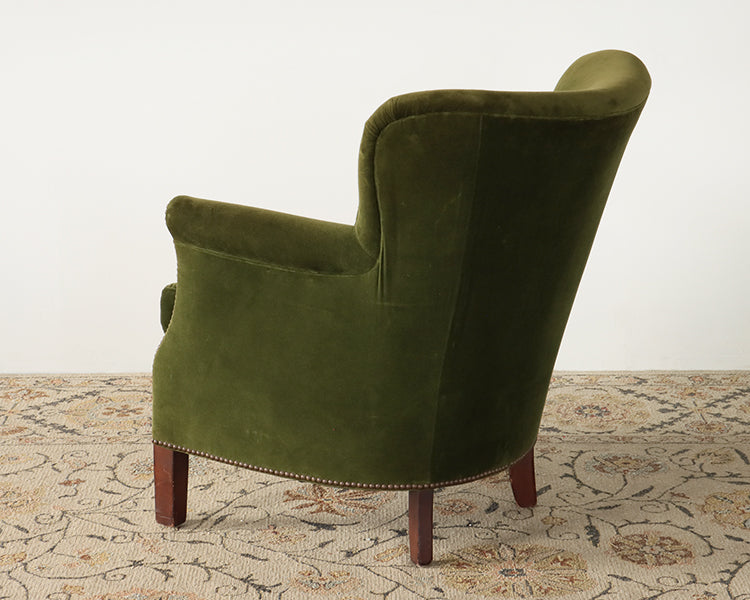 Hunter Green Velvet Small Club Chair with Nailhead Trim