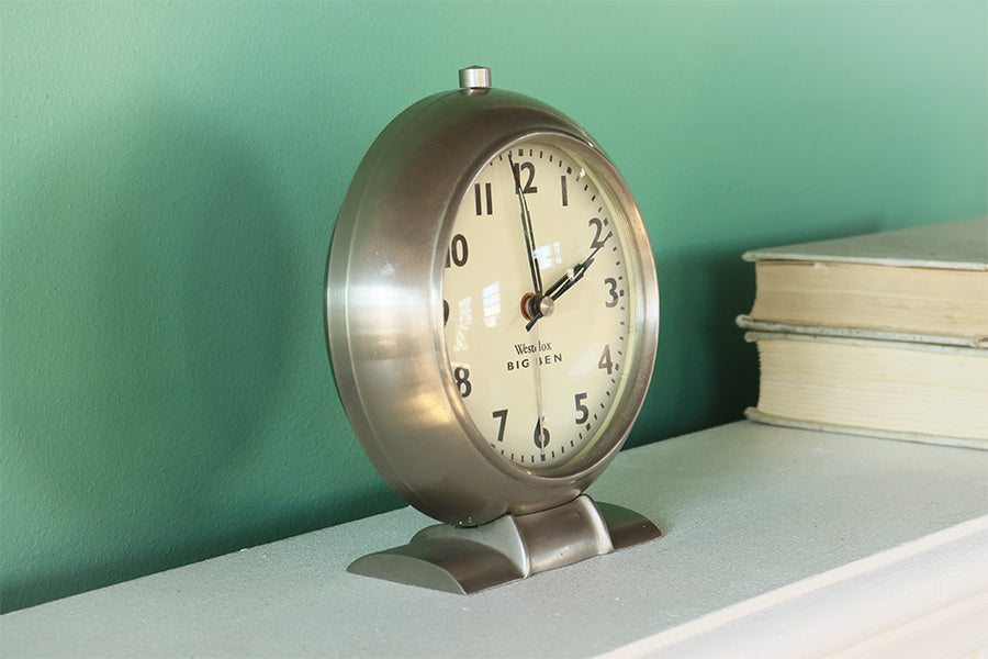 Brushed Steel Table Clock