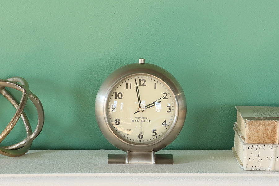 Brushed Steel Table Clock