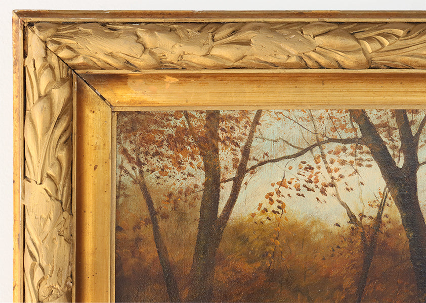 Antique American School Lake with House 24W x 19H - Cleared