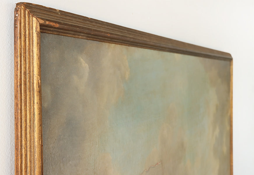 Large Antique Coastal Seascape With Sailboat 62W x 38H - Cleared