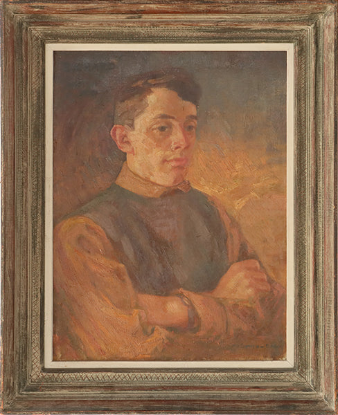 Antique American Male Portrait Oil Painting 25W x 31H - Cleared