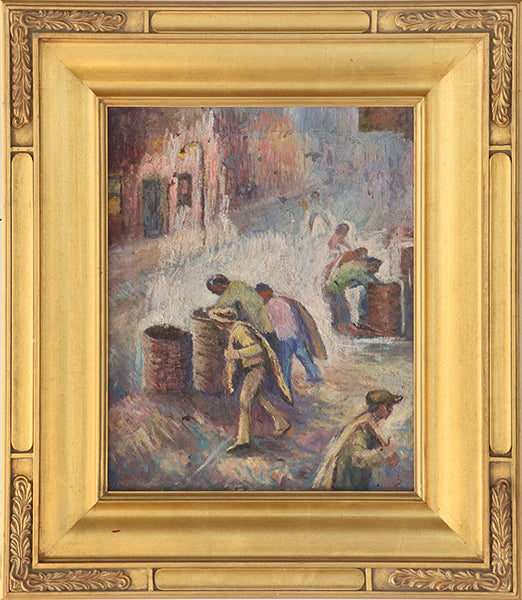 Antique American Ashcan School Street Scene 26W x 30H - Cleared