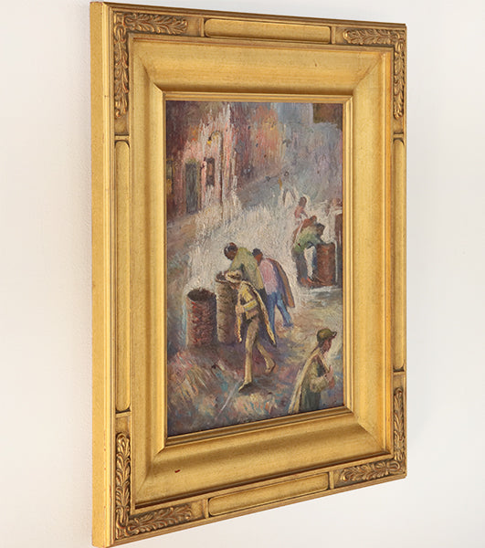 Antique American Ashcan School Street Scene 26W x 30H - Cleared