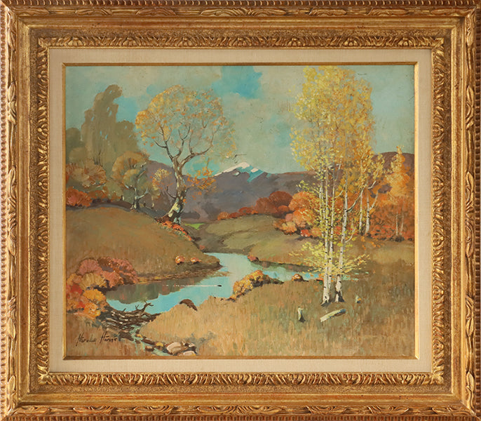 Antique American Fall Impressionist Landscape 32W x 28H - Cleared