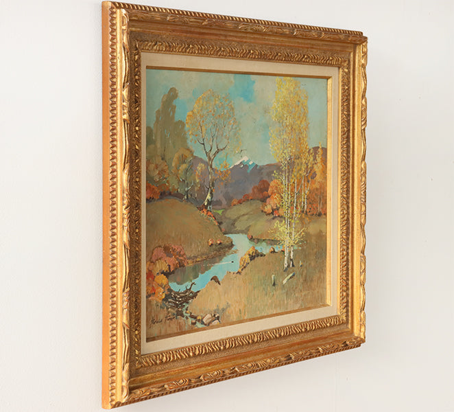 Antique American Fall Impressionist Landscape 32W x 28H - Cleared
