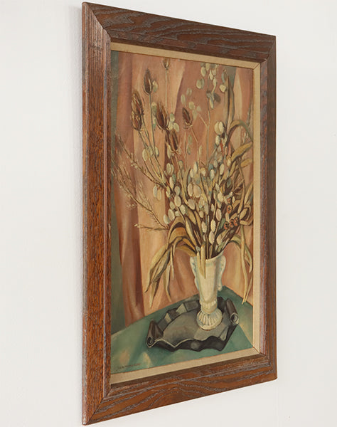 Antique Still Life Floral Oil Painting 26W x 30H - Cleared