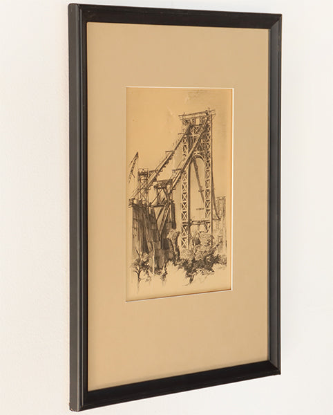 Antique Drawing of George Washington Bridge 15W x 19H - Cleared
